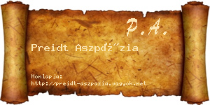 Preidt Aszpázia névjegykártya